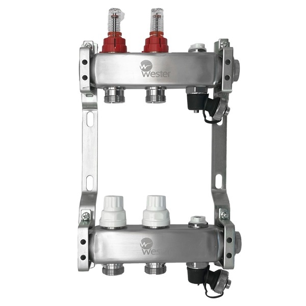 Коллектор нерж. Wester MUFS 1"-3/4 в сборе с расходомерами на 2 выхода